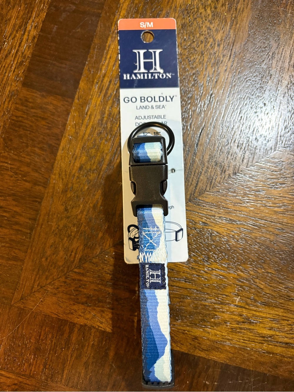 Hamilton "Go Boldly" Land & Sea Dog Collar in Blue Mountain pattern